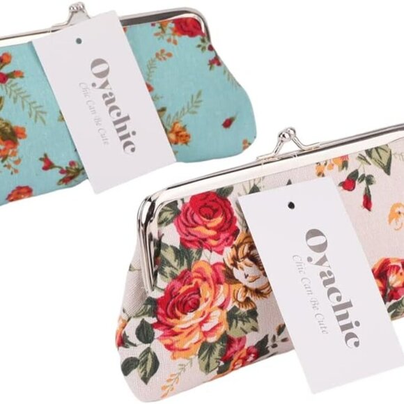 2 Packs Large Coin Purse Floral Cell Phone Pouch Clasp Wallet Handbags Change Po - Picture 6 of 10